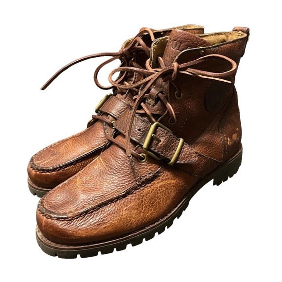 Polo Ralph Lauren Redmond Roger Field Leather‎ Boot Brown Men's sz 7 - Picture 1 of 7